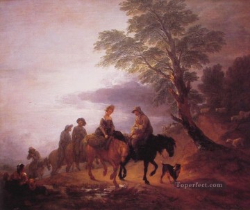  Peasant Painting - Open Landscape with Mounted Peasants Thomas Gainsborough